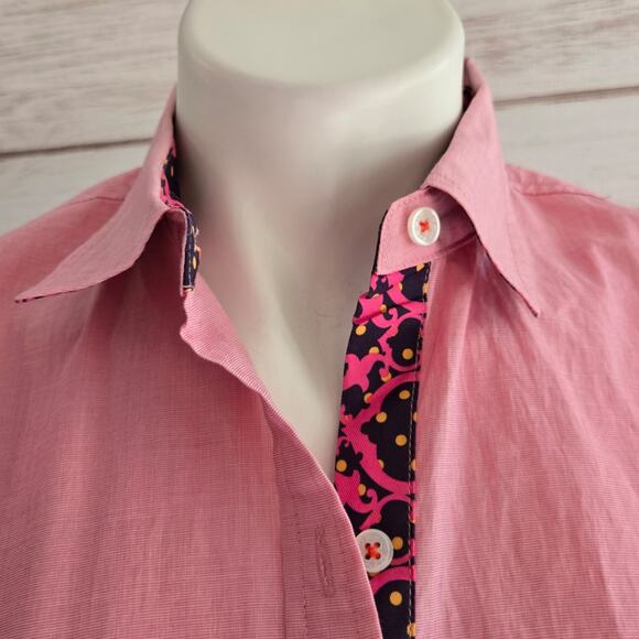 C. Wonder Pink Cross Hatch Button Down Shirt sz XS - Picture 3 of 8